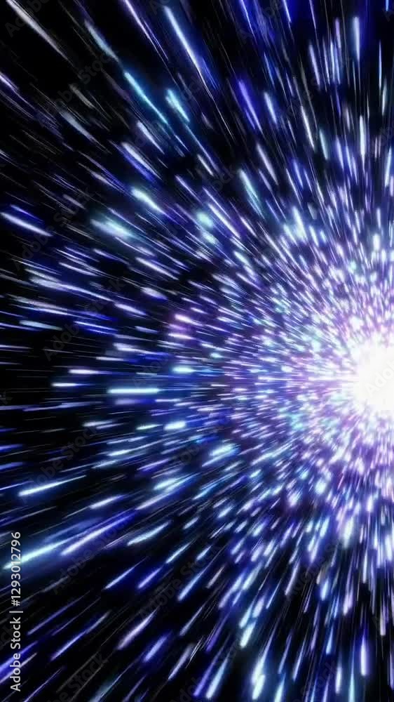 Wall mural hyperspace journey through vibrant starburst in deep space animation