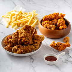 Fried chicken and French fries