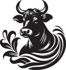 Cow with a head black vector