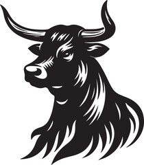 Cow with a head black vector