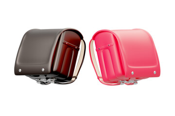 赤と黒のランドセル　背景透過Red and Black School Bags Transparent Background Illustration