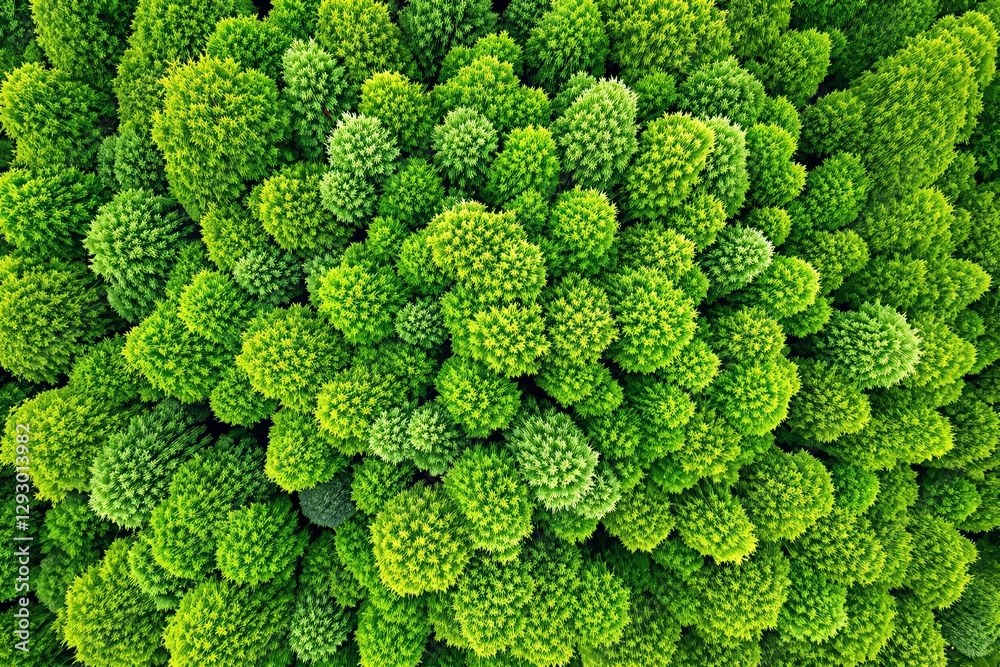 Poster aerial view of lush green tree tops creating a dense forest canopy.