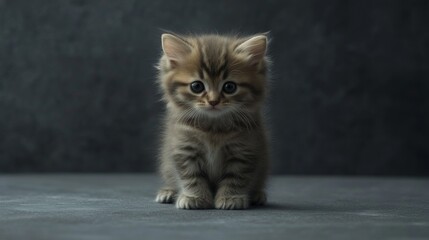Fluffy kitten in a serene pose, embodying simplicity and charm.