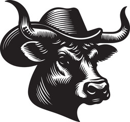 Cow with a head black vector