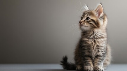 Fluffy kitten in a serene pose, embodying simplicity and charm.