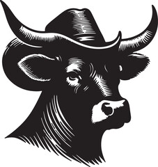 Cow with a head black vector