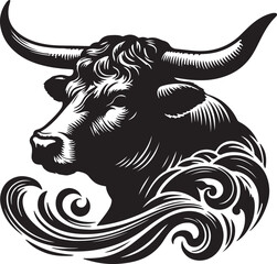 Cow with a head black vector