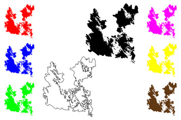 Kuopio city (Republic of Finland, Region of Northern Savonia) map vector illustration, scribble sketch Kuopion map
