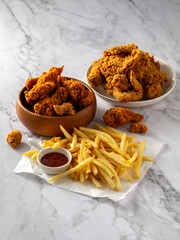 Fried chicken and French fries