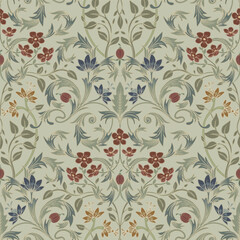 Retro pattern. Floral classic ornament. Seamless floral pattern.