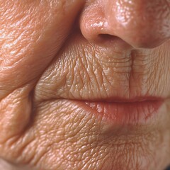 Close-up wrinkled elderly woman's face