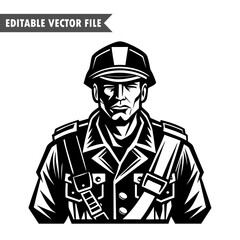 Military Soldier Vector Illustration, Army vector Design in Vintage Style