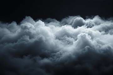 Obraz premium Dense clouds illuminated with soft light against a dark background.