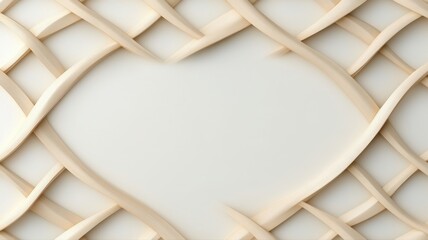 Abstract 3D geometric pattern with intertwined wooden elements on a neutral background.