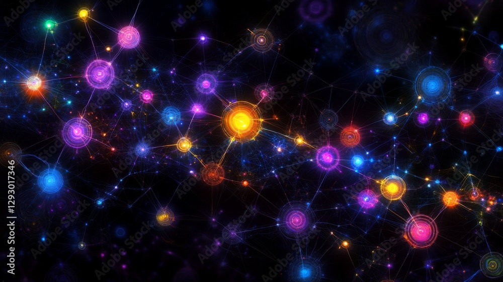 Fototapete an artistic representation of the concept of wireless communication, featuring interconnected nodes 