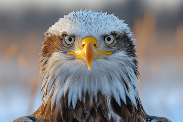 Obraz premium Intense Golden Eagle Gaze, A Striking Close-Up Portrait in the Wild