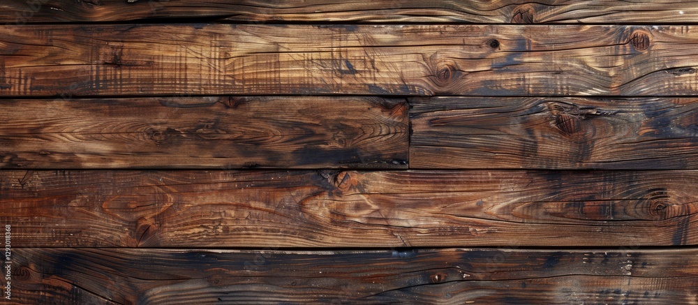 Fototapete Rustic dark brown wood texture background with aged planks and subtle grain patterns ideal for design projects, centered composition creating depth