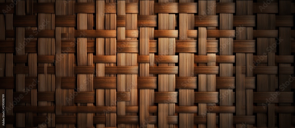 Poster natural bamboo weaving texture in warm brown hues, featuring intricate patterns and a smooth surface