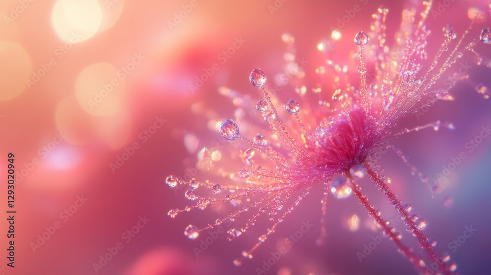 Poster a captivating close-up of a delicate daisy with water droplets, showcasing the intricate details of 