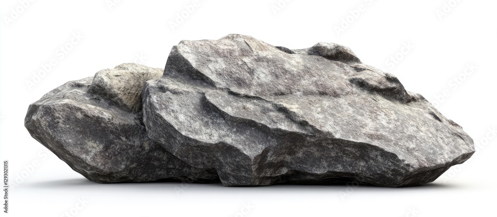 Poster three irregularly shaped gray rocks stacked on a light gray background showcasing their textured sur