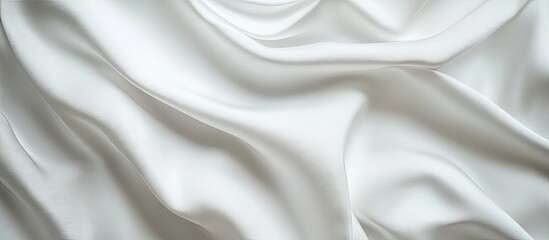 Obraz premium Elegant white silk fabric draped smoothly with gentle folds and shadows creating a luxurious and soft texture, ideal for sophisticated designs.