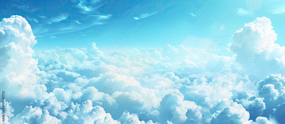 Aufkleber vast blue sky filled with soft white fluffy clouds creating an open serene atmosphere with ample cop
