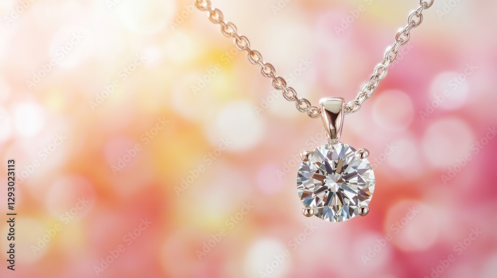 Aufkleber a close-up of a sparkling diamond pendant hanging from a delicate chain, with a blurred background o