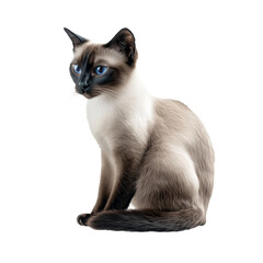 Siamese cat isolated on transparent background. PNG. Generated AI.