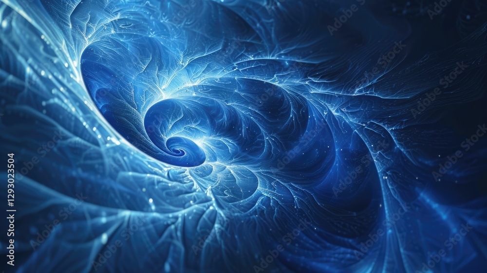 Poster experience an abstract blue digital animation that captivates with swirling patterns and luminous te