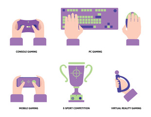 Gaming and E-Sports Icon Illustration in a flat style for design elements