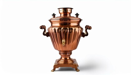  Copper samovar. A traditional item for making tea isolated on white background