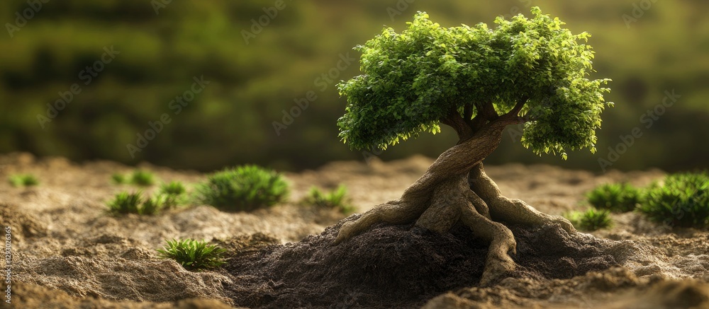 Aufkleber low angle view of moss covered tree trunk with vibrant green leaves and blurred foliage in the backg