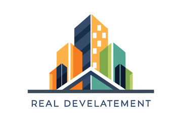 A stylish logo showcases geometric shapes in bright colors, symbolizing contemporary architectural design, Create a minimalist logo with clean lines and geometric shapes