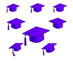 Graduate cap hat icon ,sign pictogram, symbol set isolated