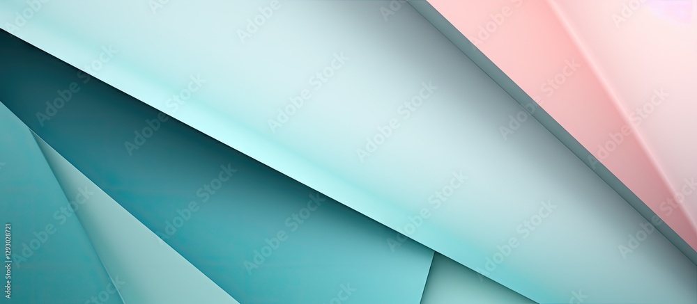 Poster abstract geometric shapes in pastel pink, light blue, and green create a textured paper background w