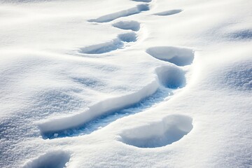 Naklejka premium Snow footprints on a snowy field
