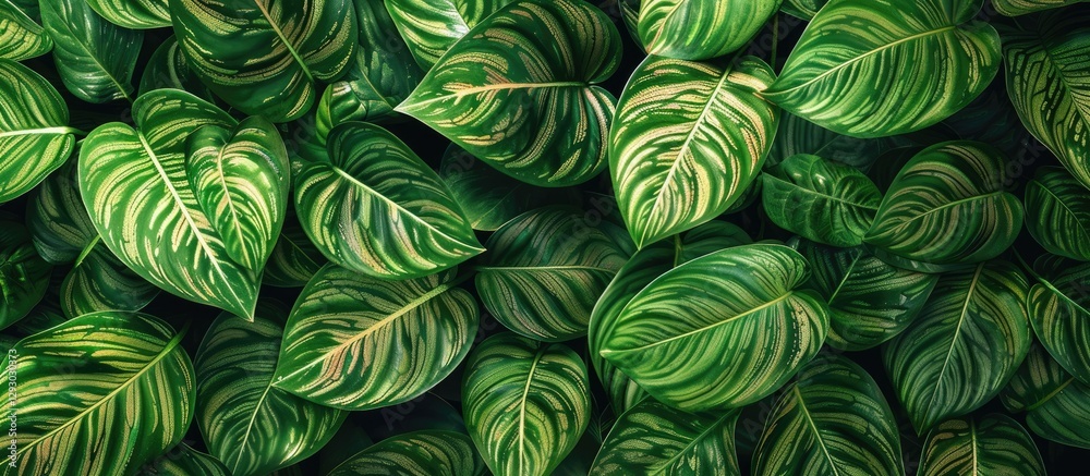 Leinwandbilder vibrant green leaves of saribus rotundifolius densely arranged creating a rich texture with ample da