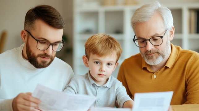 family gathered around a table reviewing financial plans and colorful graphs symbolizing their collaborative efforts to secure their financial future and achieve long term savings goals