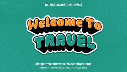 편집 가능한 텍스트 이펙트 Editable vector text effect Welcome to Travel