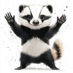 Fototapeta premium Cartoon Mammal Illustration With Uplifted Paws
