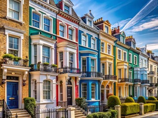 Fototapeta premium Elegant Victorian Townhouses, Chelsea London Facade - Stock Photo