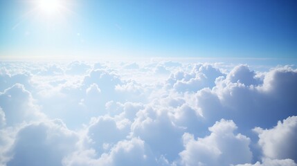 Fototapeta premium Breathtaking Aerial View of White Clouds and Clear Blue Sky