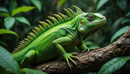 Obraz premium green iguana on a branch