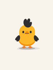 Minimalist Cartoon Chicken Logo - Cute Flat Vector Illustration with Simple Design