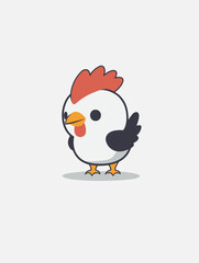 Minimalist Cartoon Chicken Logo - Cute Flat Vector Illustration with Simple Design
