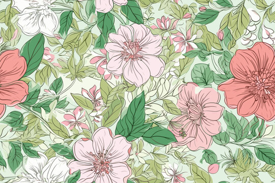  Cute daisy floral seamless watercolor pattern with watercolor black background. Flower vector illustration. Watercolor print in rustic vintage style,