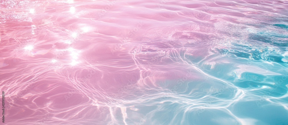 Poster soft pastel pink and blue water ripples illuminated by sunlight creating a serene abstract texture p