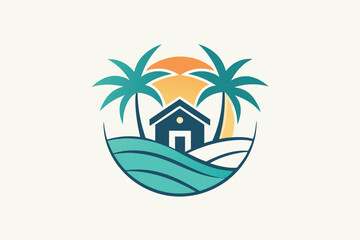 Elegant minimalist logo design for a luxury beach resort in a sunny coastal paradise, Design a minimalist logo for a luxury beach resort, minimalist simple modern vector logo design