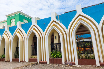 The mosque and gardens look clean