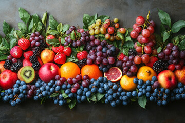 Fresh Fruit Symphony, A Vibrant Still Life Composition